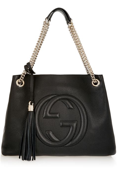 gucci black bag leather|gucci shoulder bag black handbags.